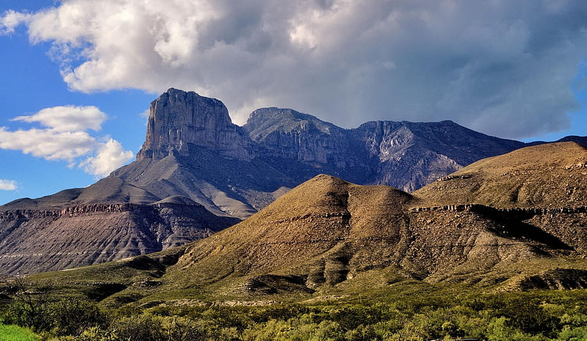 Guadalupe Peak, highest mountain in Texas, clouds, landscape, sky, rocks, usa HD wallpaper