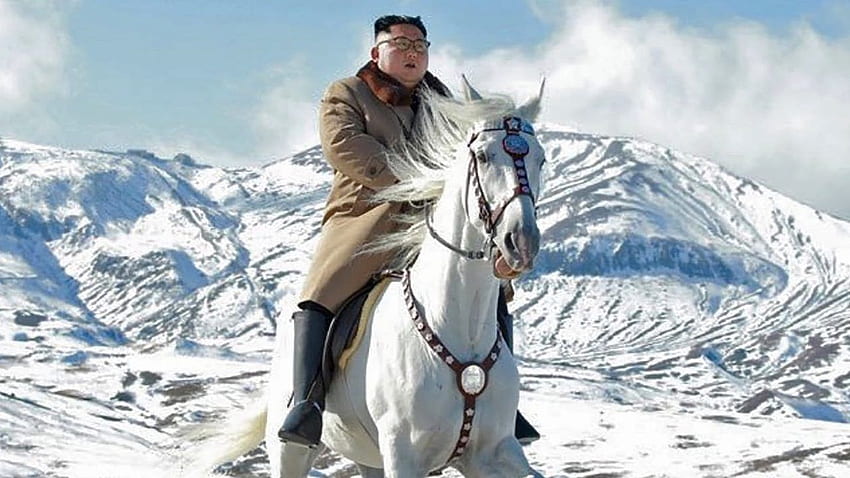Artikel: Kim Jong Un, der auf einem majestätischen weißen Pferd reitet, ist das Perfekte HD-Hintergrundbild