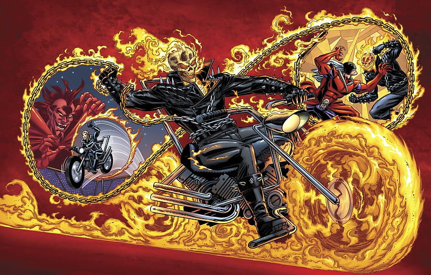 Fire, Ghost Rider, bike, art, Marvel, chains, Mephisto, by Benny ...