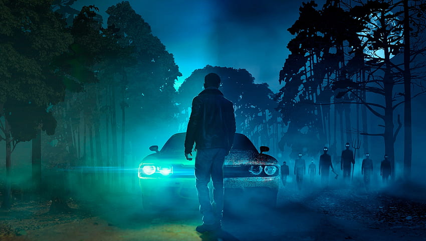 Mereka yang tersisa, pria di depan mobil, zombie, karya seni Wallpaper HD