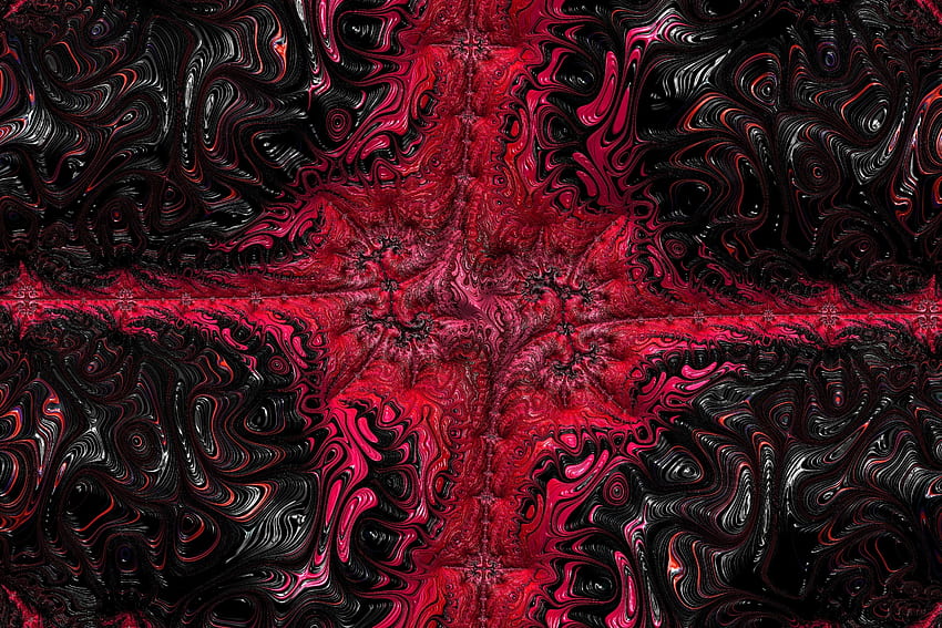 Fractal, glitch art, red and black, abstract HD wallpaper