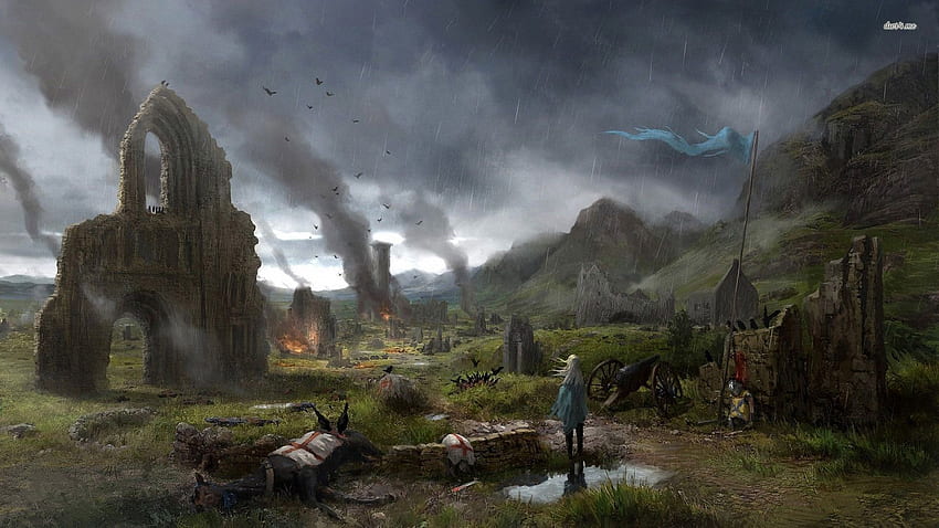 Village in ruins - Fantasy HD wallpaper