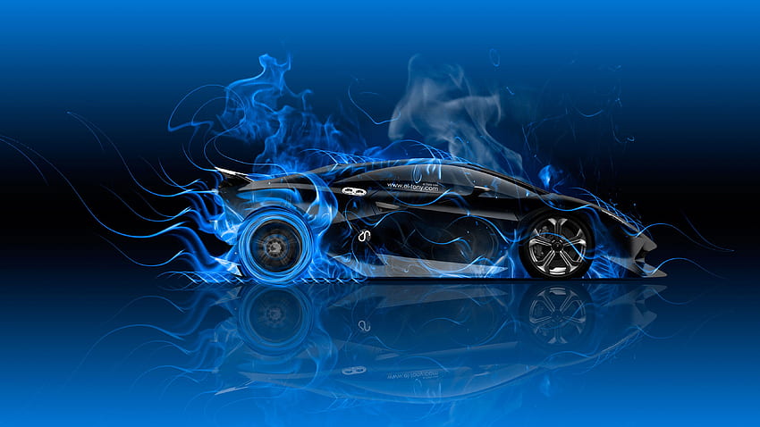 Lamborghini Sesto Elemento Side Fire Car 2015 el Tony Cars. INO VISION, Blue Fire Lamborghini HD тапет