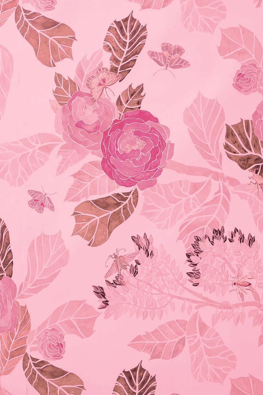 Дъсти роза - акварелни цветя - и фон, прашно розово HD тапет за телефон