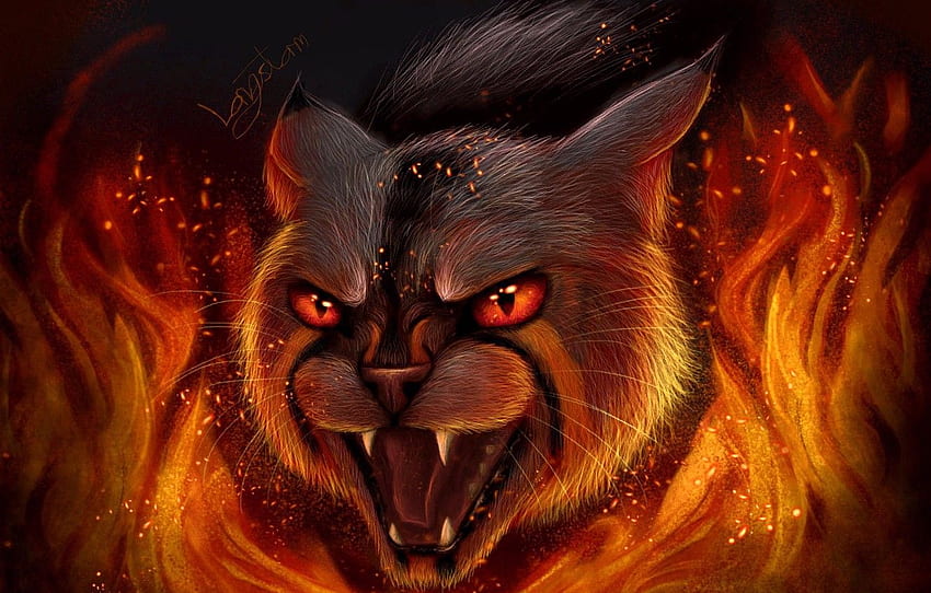 medo, fogo, lã, faíscas, boca, presas, sorrir, horror, lobisomem, olhos vermelhos, gato selvagem, chamas, mau-olhado, por Wolfrevenant para, seção фантастика papel de parede HD