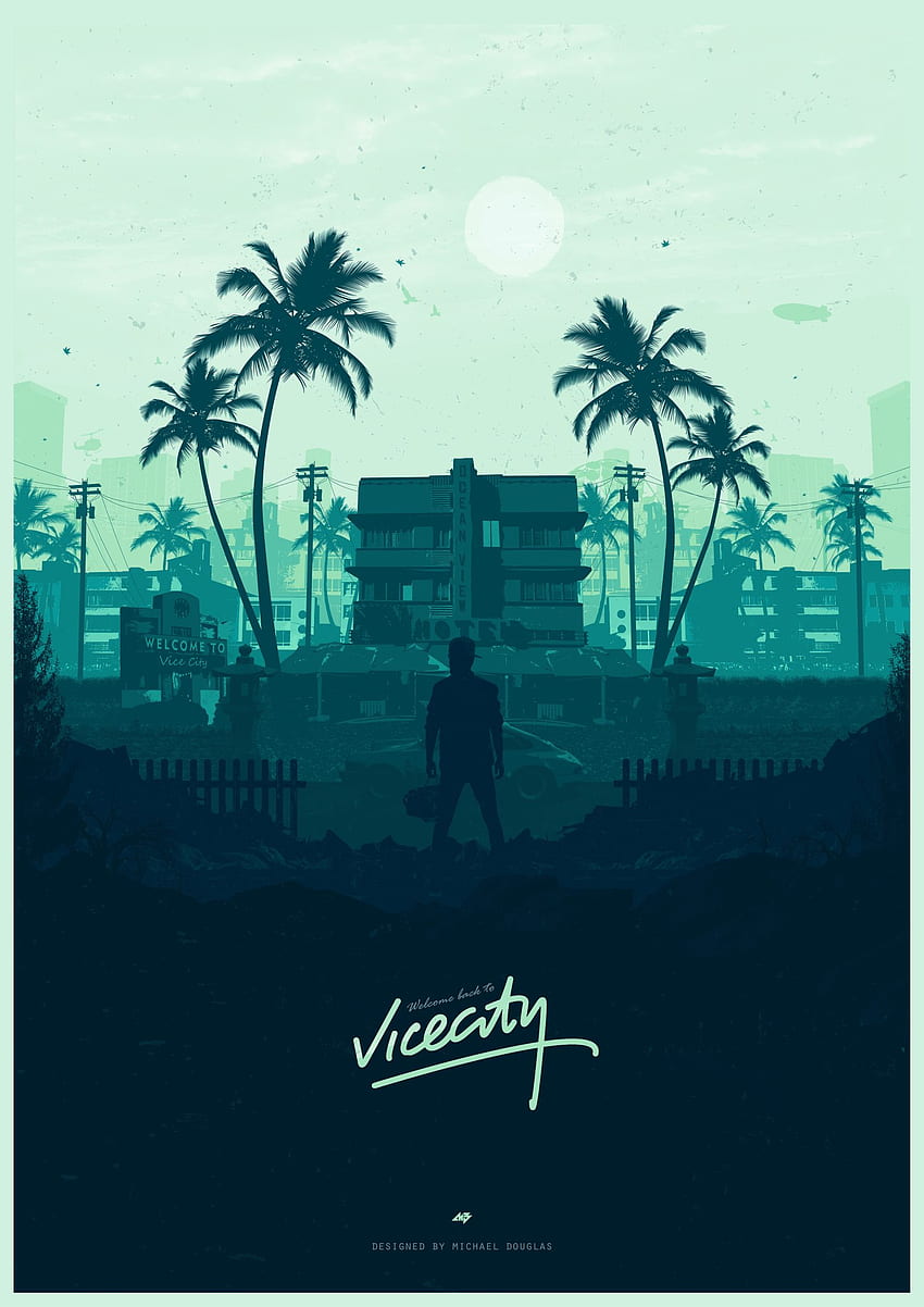Witamy ponownie w Vice City — PosterSpy. Grafika miasta, GTA, plakaty z gier, GTA Vice City iPhone Tapeta na telefon HD