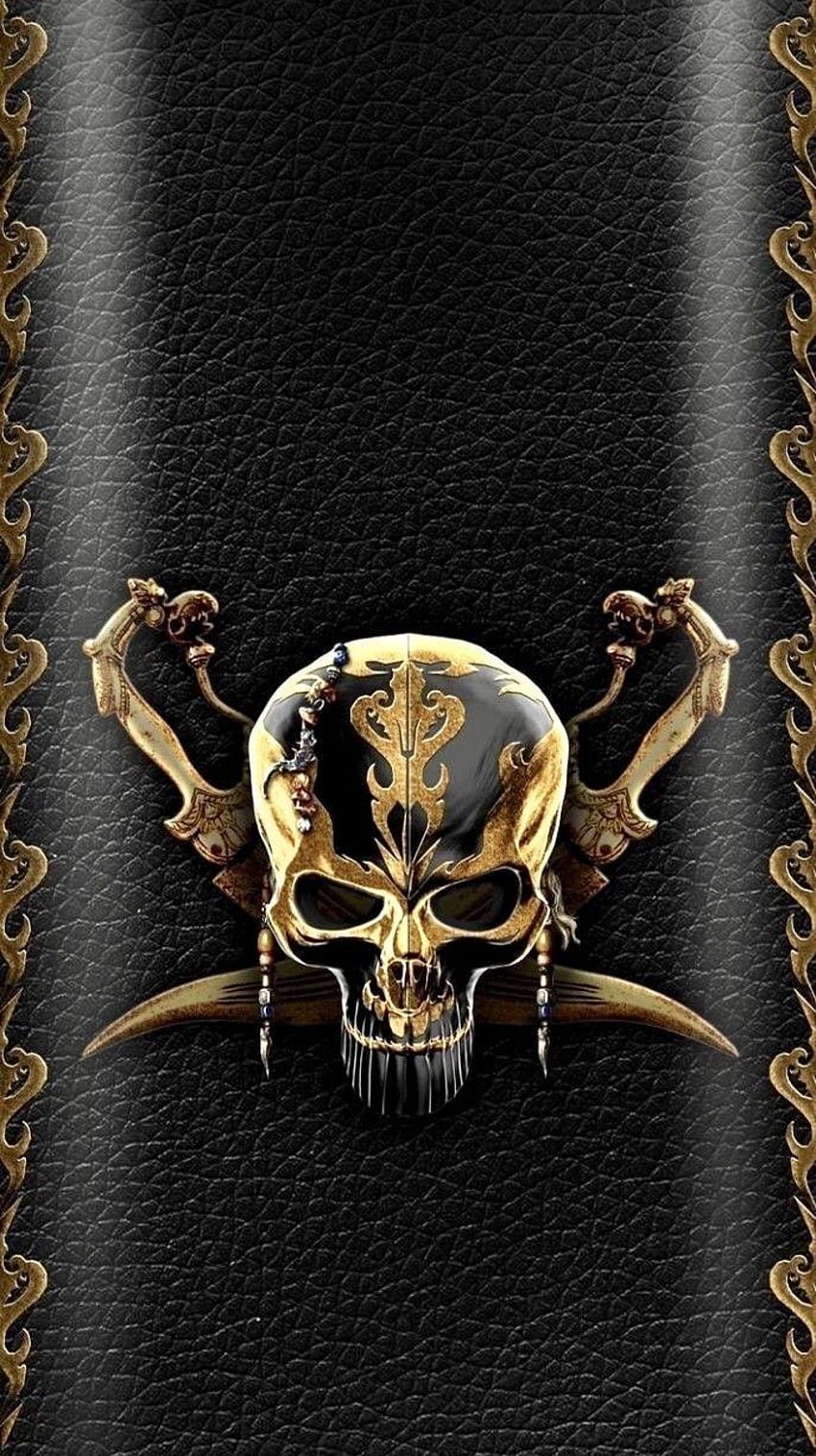 Black And Gold Skull HD phone wallpaper