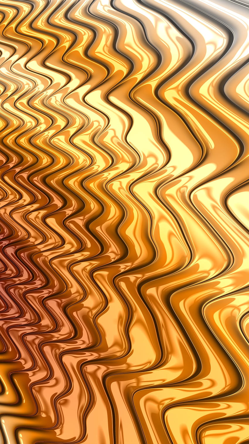 Abstract, Waves, Gold, Wavy, Metal, Glossy HD phone wallpaper