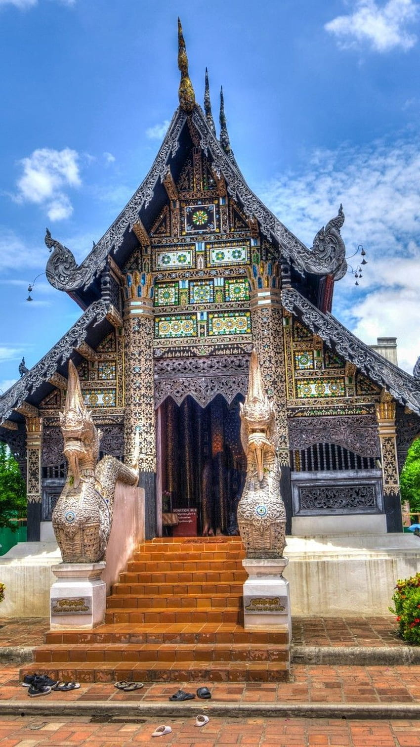 Thailand, Chiang Mai, Temple, Flowers HD phone wallpaper