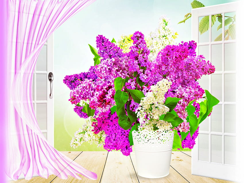 Semi Breeze, Lilacs, Breeze, Musim Semi, Jendela Wallpaper HD