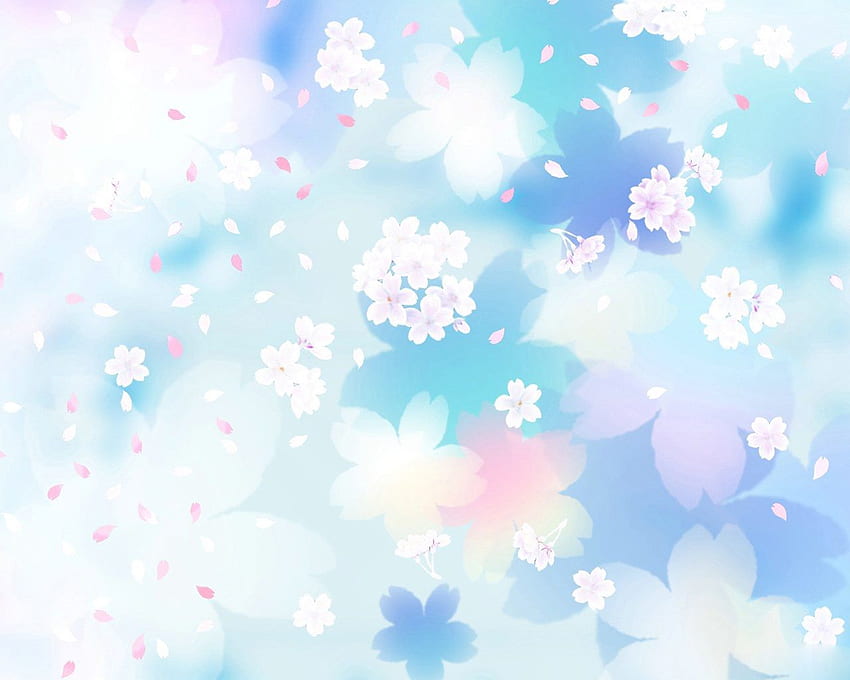 Niebieskie kwiaty białe tło - i tło, śliczny kwiat anime Tapeta HD