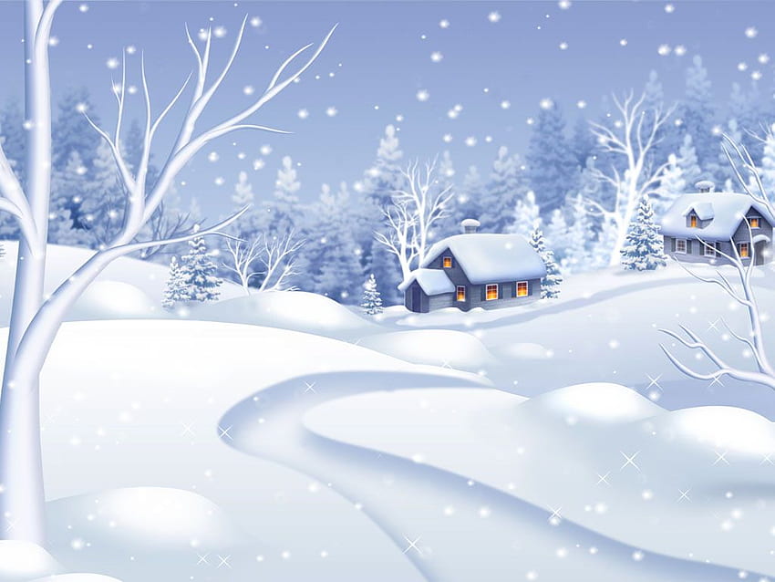 Morning Snowfall Animated - Анимиран снеговалеж HD тапет