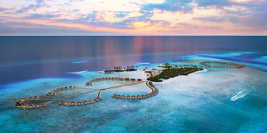 Maldivler, tatil köyleri, havadan görünüş, ada, deniz HD duvar kağıdı