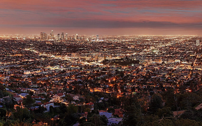 Градове, нощ, град, изглед отгоре, Лос Анджелис HD тапет