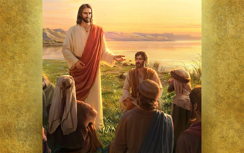 Jésus prêchant, Christ, disciples, Jésus, prêcher, lac Fond d'écran HD