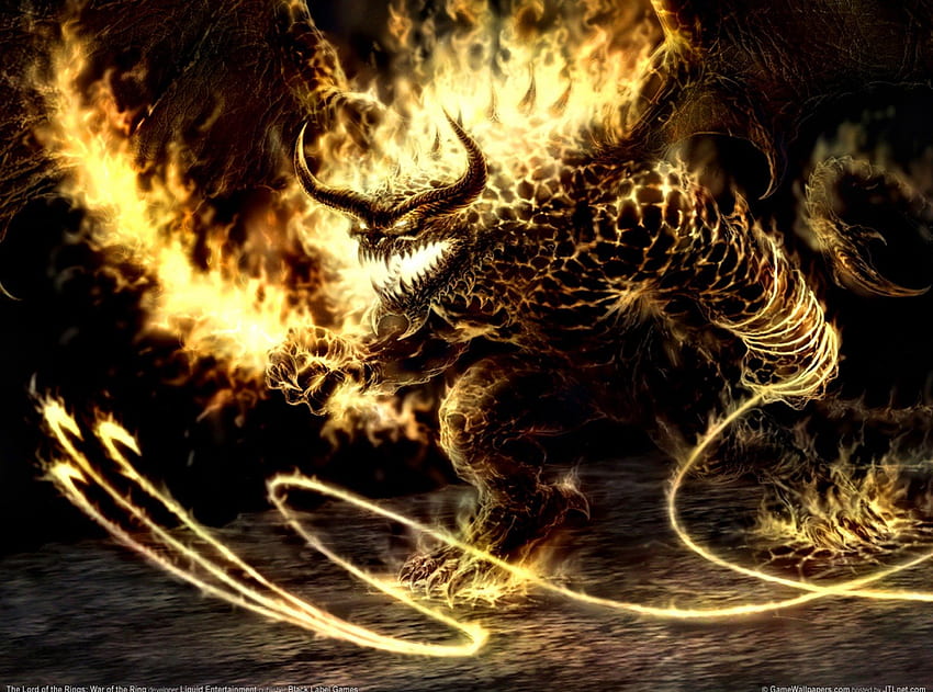 fire monster, monster, fantasy, fire, yellow HD wallpaper