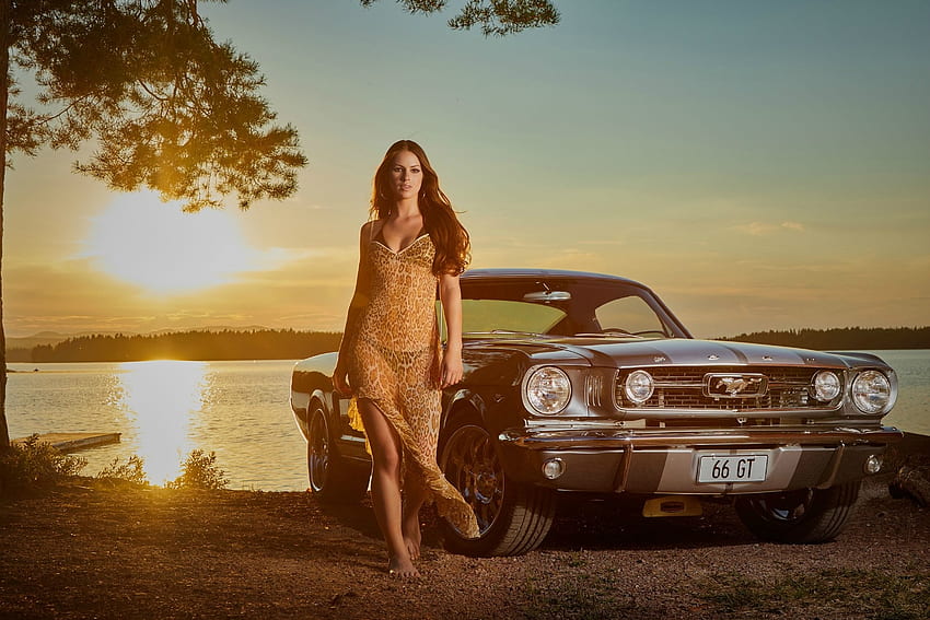 Miss Tuning 2019 - March, Model, Lake, Babe, Mustang HD wallpaper