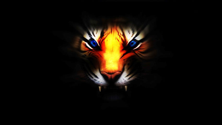 Fuoco 3D, logo della tigre Sfondo HD