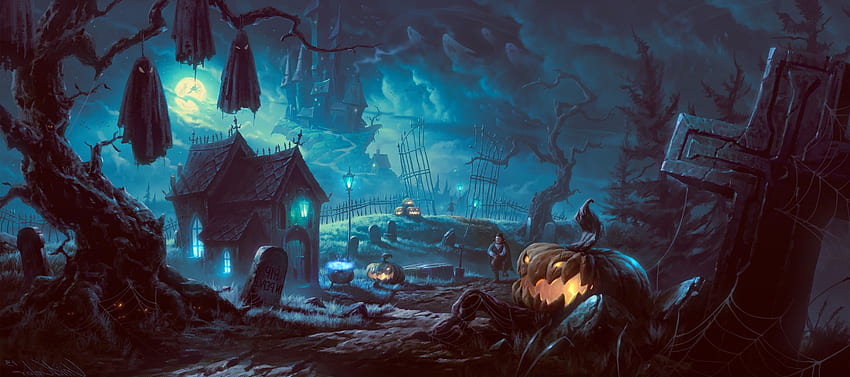 Artwork, Fantasy Art, Halloween, Pumpkin, Forest . Halloween artwork ...