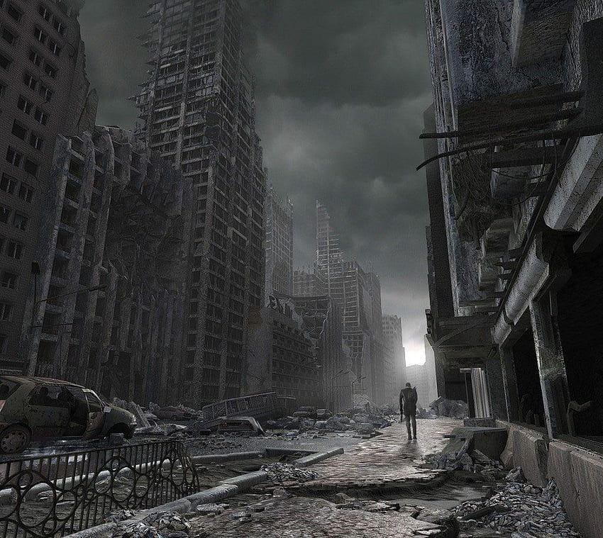 Death and Ruins, 1024 x 914pix Surreal Art, 3D Digital Art, Crumbling City HD wallpaper