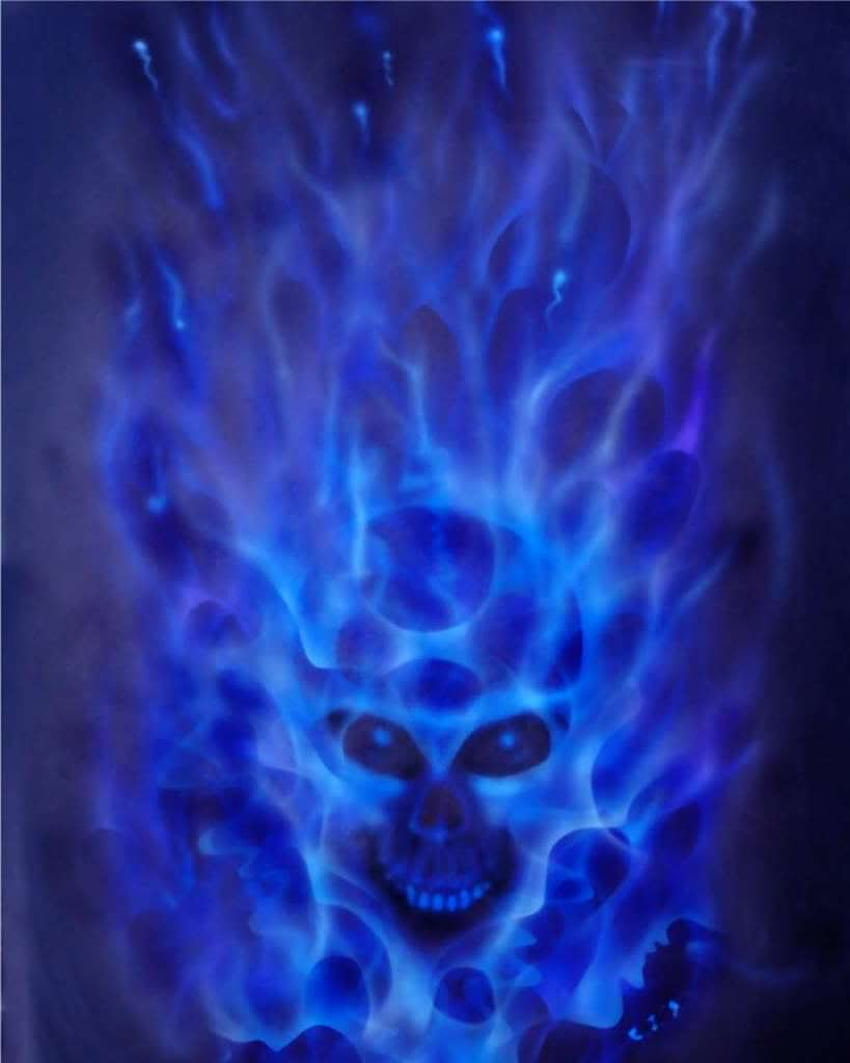 파란색 불타는 해골 그래픽 코드 파란색 불타는 해골, 푸른 불꽃 해골 HD 전화 배경 화면