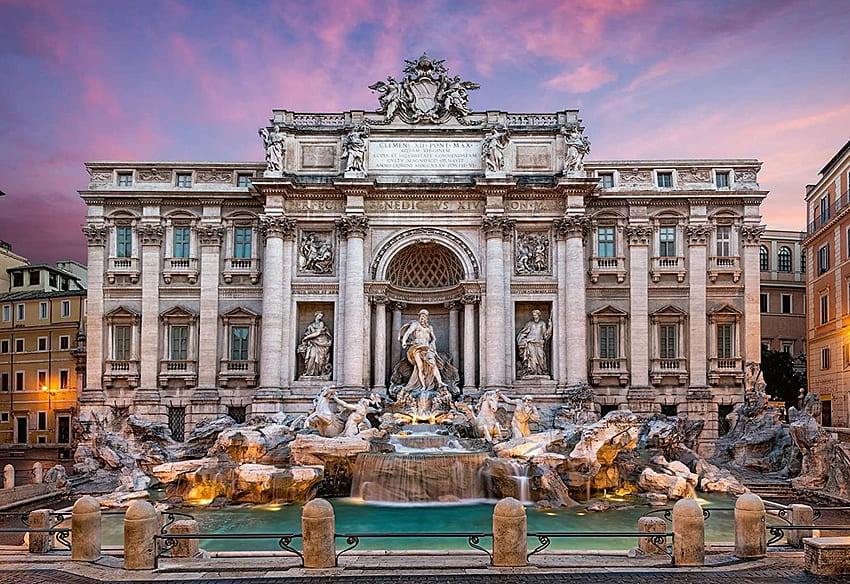 Fontana di Trevi, Roma, fontana, edificio, pilastri, Italia Sfondo HD