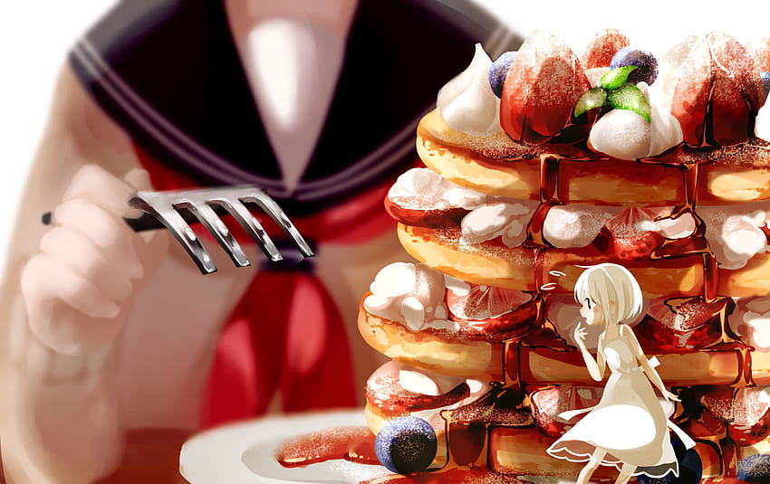 Anime Pancake, girl, Anime, Food, Pancake HD wallpaper | Pxfuel