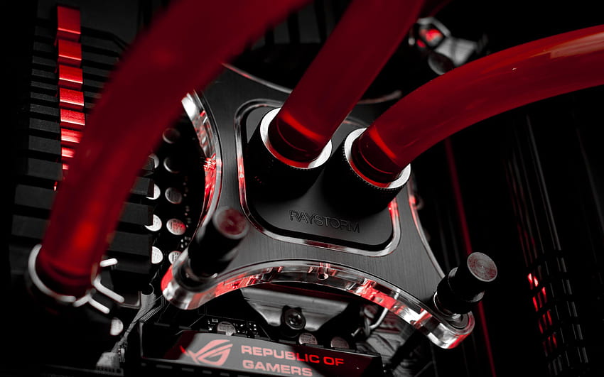 ASUS ROG Hydro-CPU-Kühler in Schwarz und Rot, Republic of Gamers, Computer • For You For & Mobile, Gaming Red und Black Abstract HD-Hintergrundbild