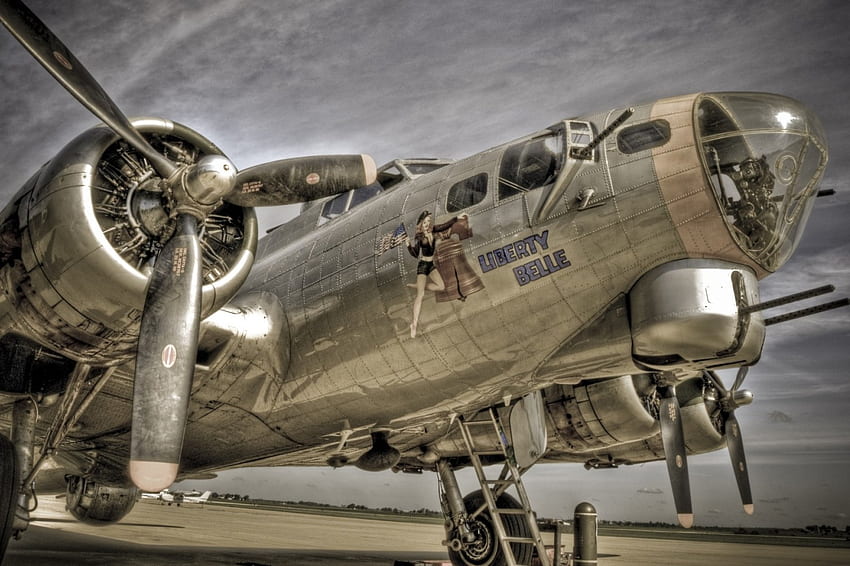 arte de la nariz en un B-17 r vintage, militar, arte, bombardero, avión, r, vintage fondo de pantalla