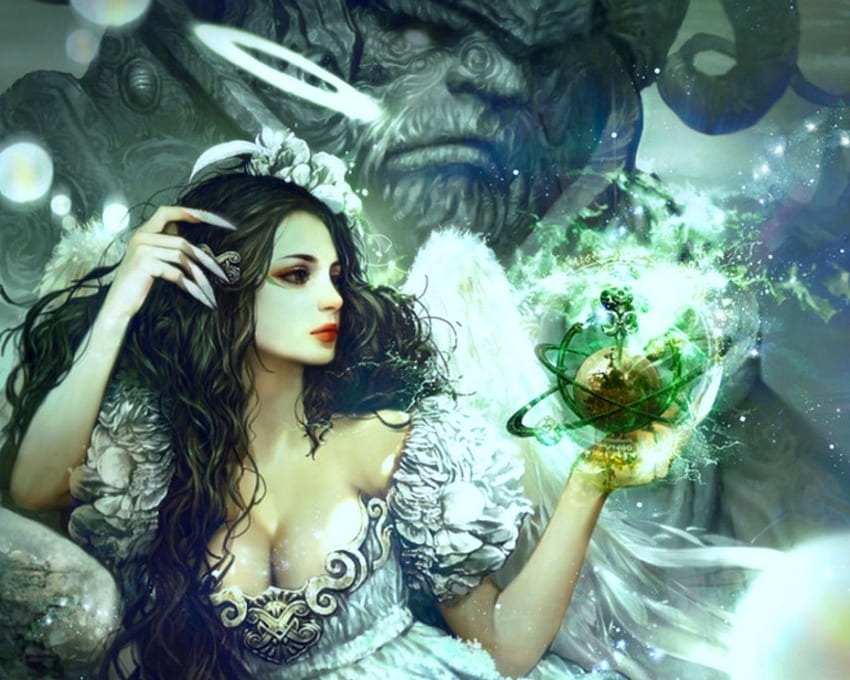 Mystery, fantasy, art, woman, magical HD wallpaper