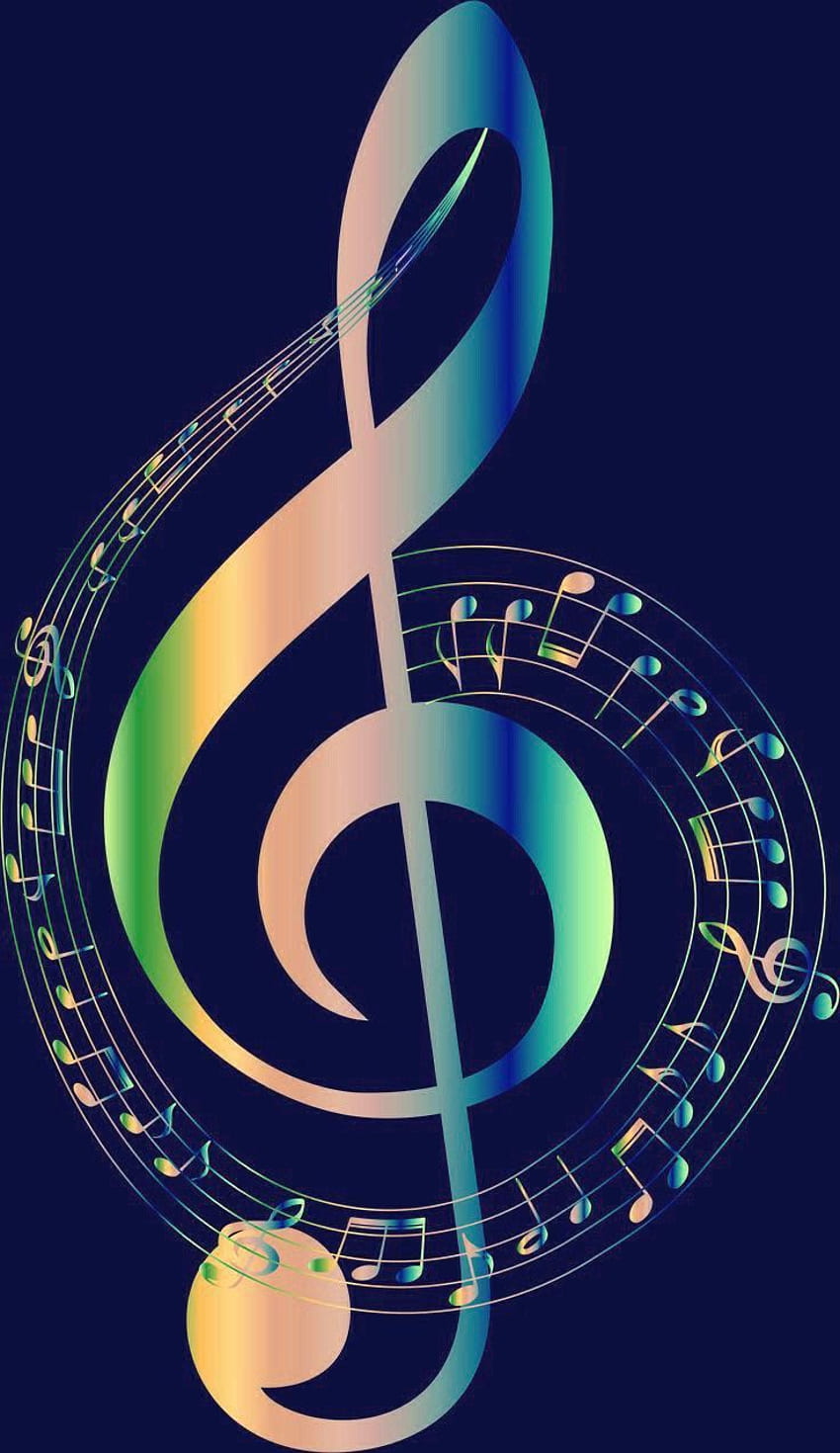 Treble Clef - Gold Music Note Black Background - HD phone wallpaper