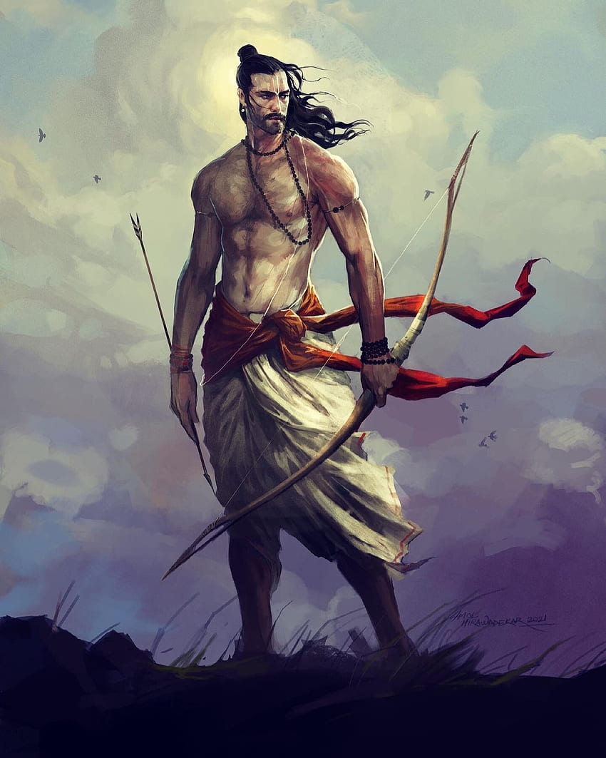 Premium AI Image | Hindu god Sri Rama with bow and arrows Shree Ram Navami  or Dussehra celebration Generative Ai