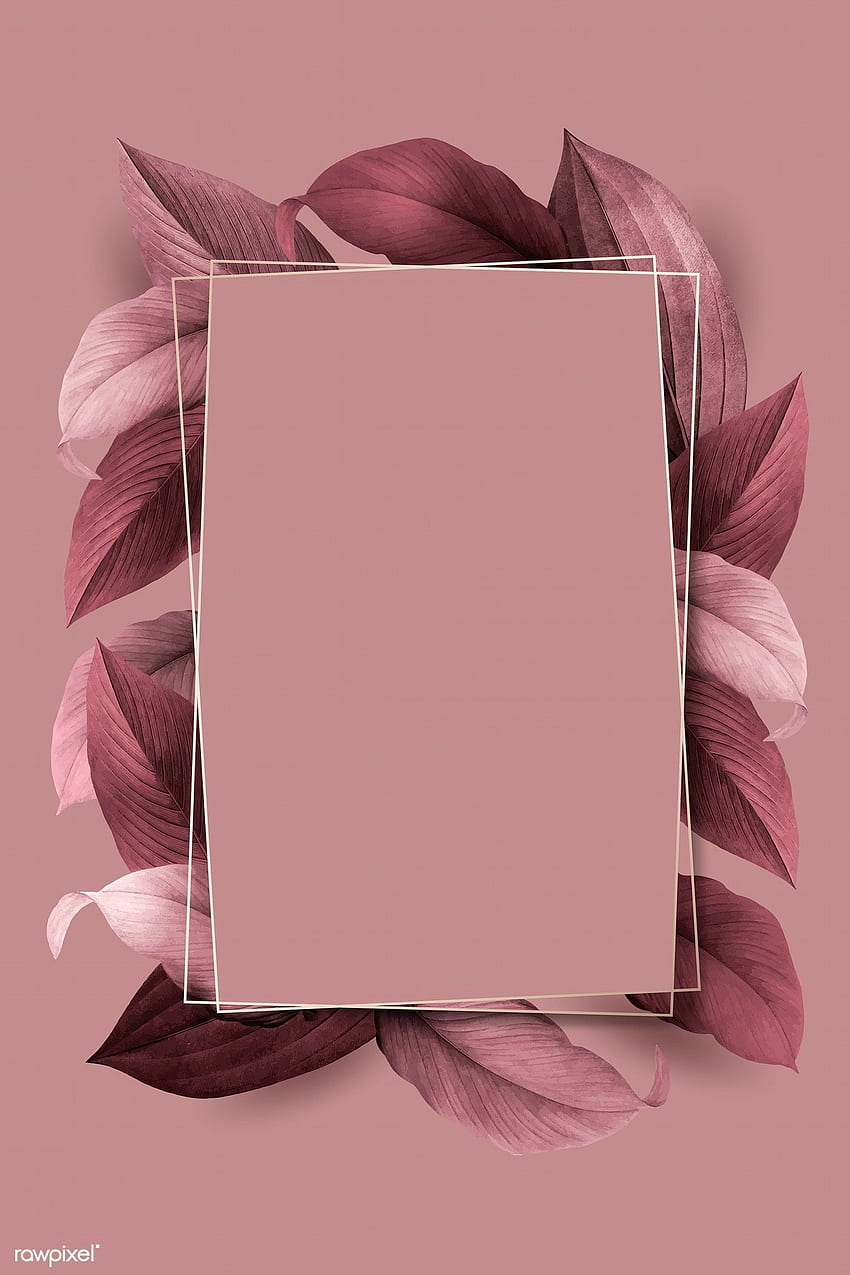 vektor premium bingkai dedaunan Persegi Panjang pada latar belakang merah muda. Latar belakang merah muda, Berbingkai, iPhone estetis wallpaper ponsel HD