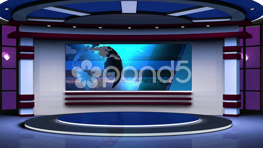 News TV Studio Set 63 Virtual Green Screen Background Loop Stock Footage 高画質の壁紙