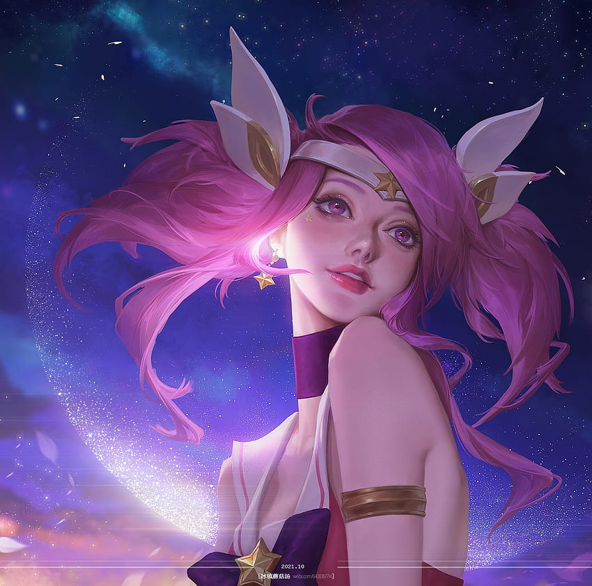 Star Guardian Lux, blue, pink, fantasy, lux, face, lily cheng, star guardian, girl HD wallpaper