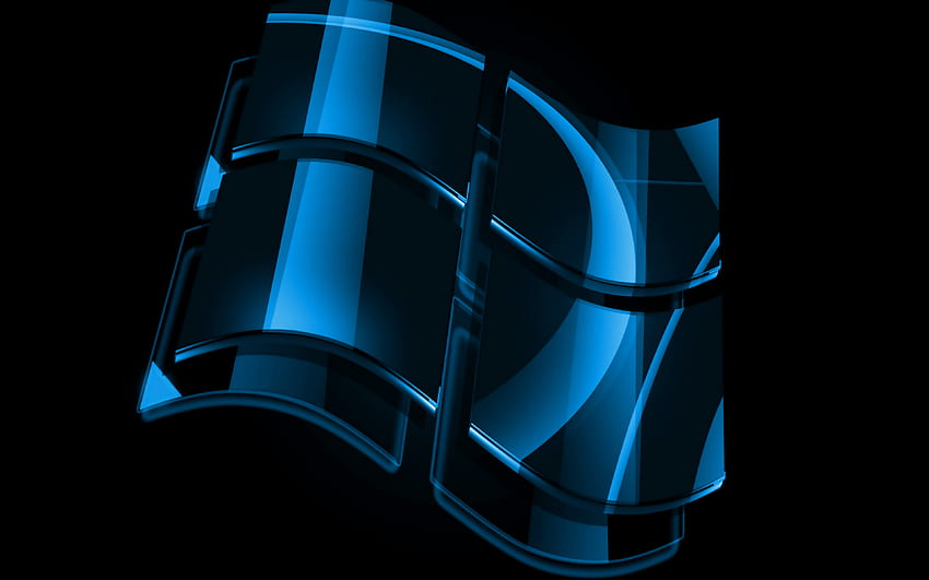 Windows blue logo, blue backgrounds, OS, Windows glass logo, artwork, Windows 3D logo, Windows HD wallpaper