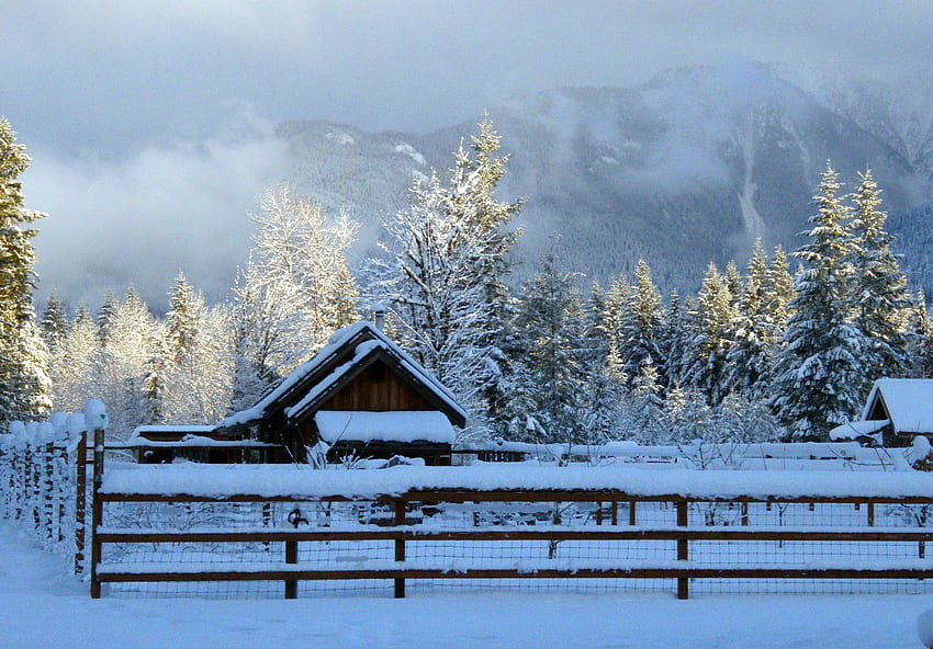Winter snow farm rustic landscape . . 555350 HD wallpaper
