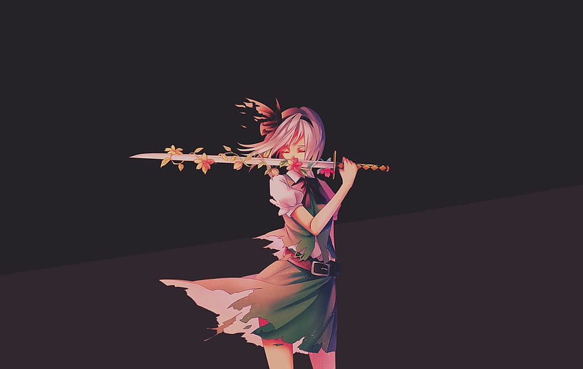 Youmu Konpaku with sword, touhou, anime girl HD wallpaper
