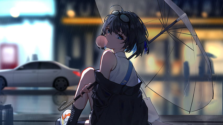 Cute Lofi Girl on Rain, Anime Manga Style Illustration Background Design,  Wallpaper, Generative AI Stock Illustration - Illustration of cartoon,  avatar: 280581231