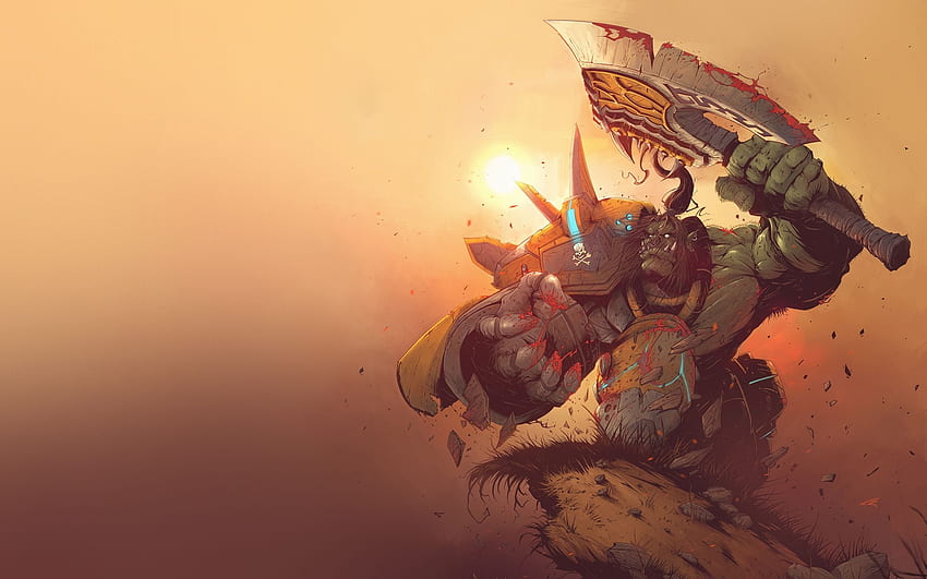 Grommash Hellscream, Orc, World of Warcraft & Background HD wallpaper
