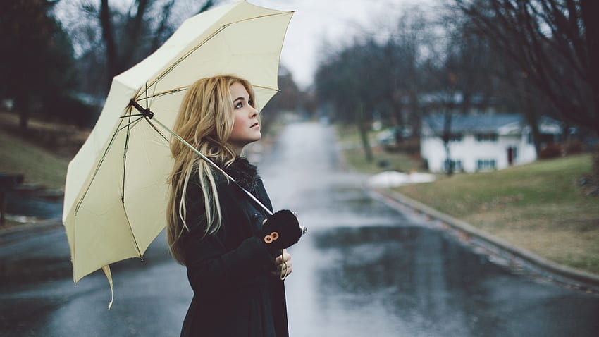 Girl Standing In Rain ., Woman in the Rain HD wallpaper