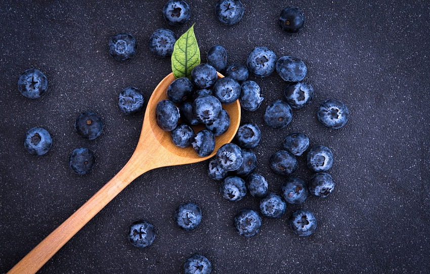 berries, blueberries, spoon, fresh, spoon, blueberry, blueberries, berries for , section еда HD wallpaper