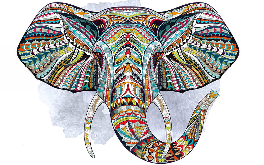 Very Fancy Elephant, animal, obras de arte, tela larga, vida selvagem, pintura, arte, elefante, lindo papel de parede HD