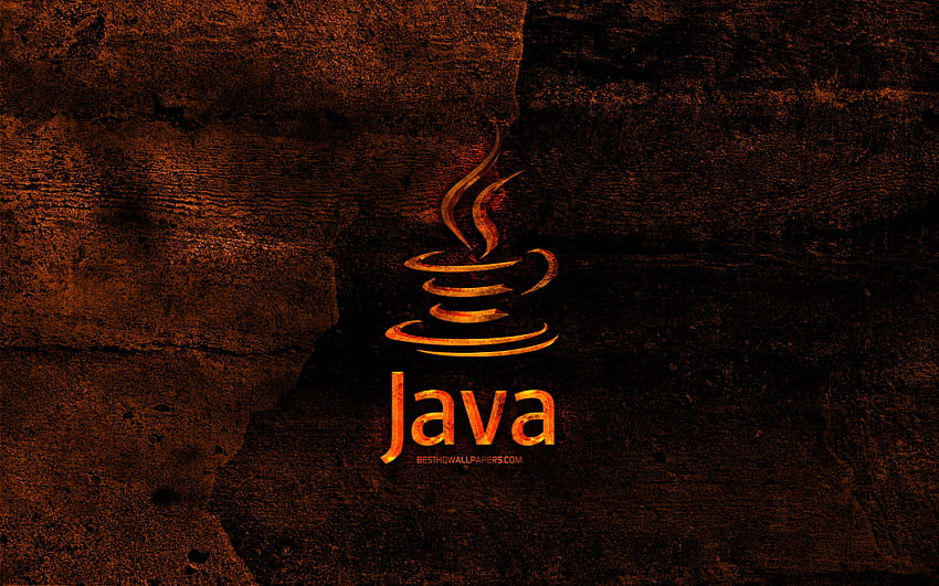 Java fiery logo, programming language, orange stone background ...