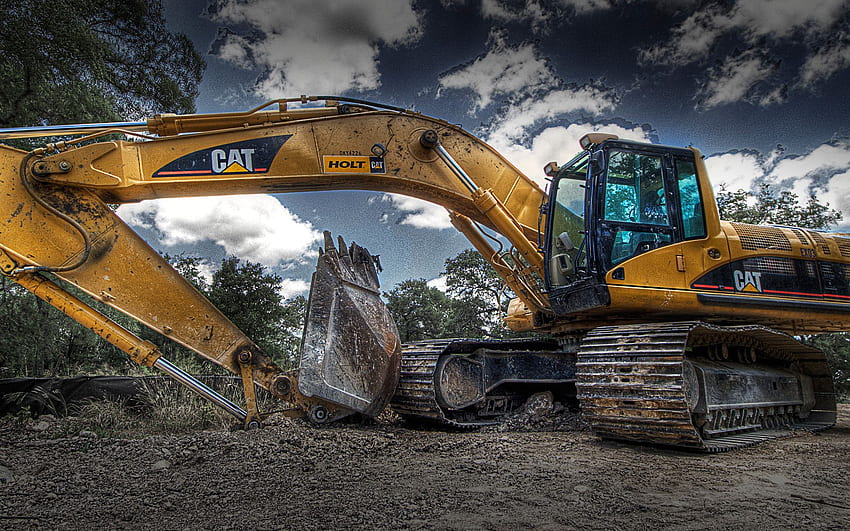 Cat 308 bsr r 掘削機の採石場の建設機械。 高画質の壁紙