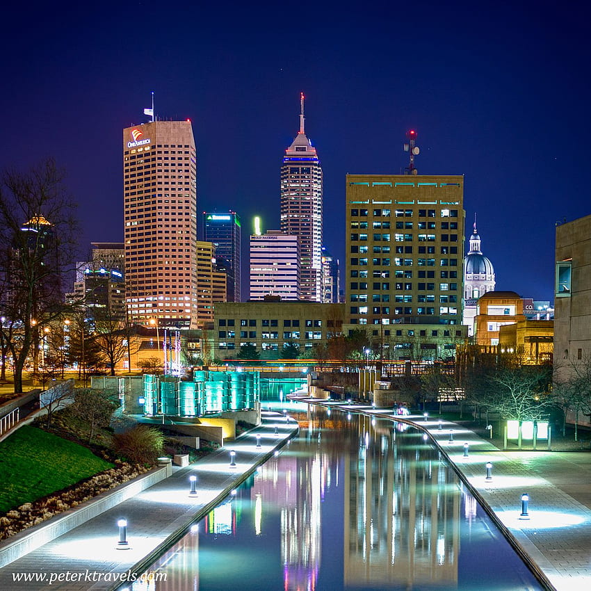 Innenstadt von Indianapolis bei Nacht – Peters Reiseblog, Skyline von Indianapolis HD-Handy-Hintergrundbild