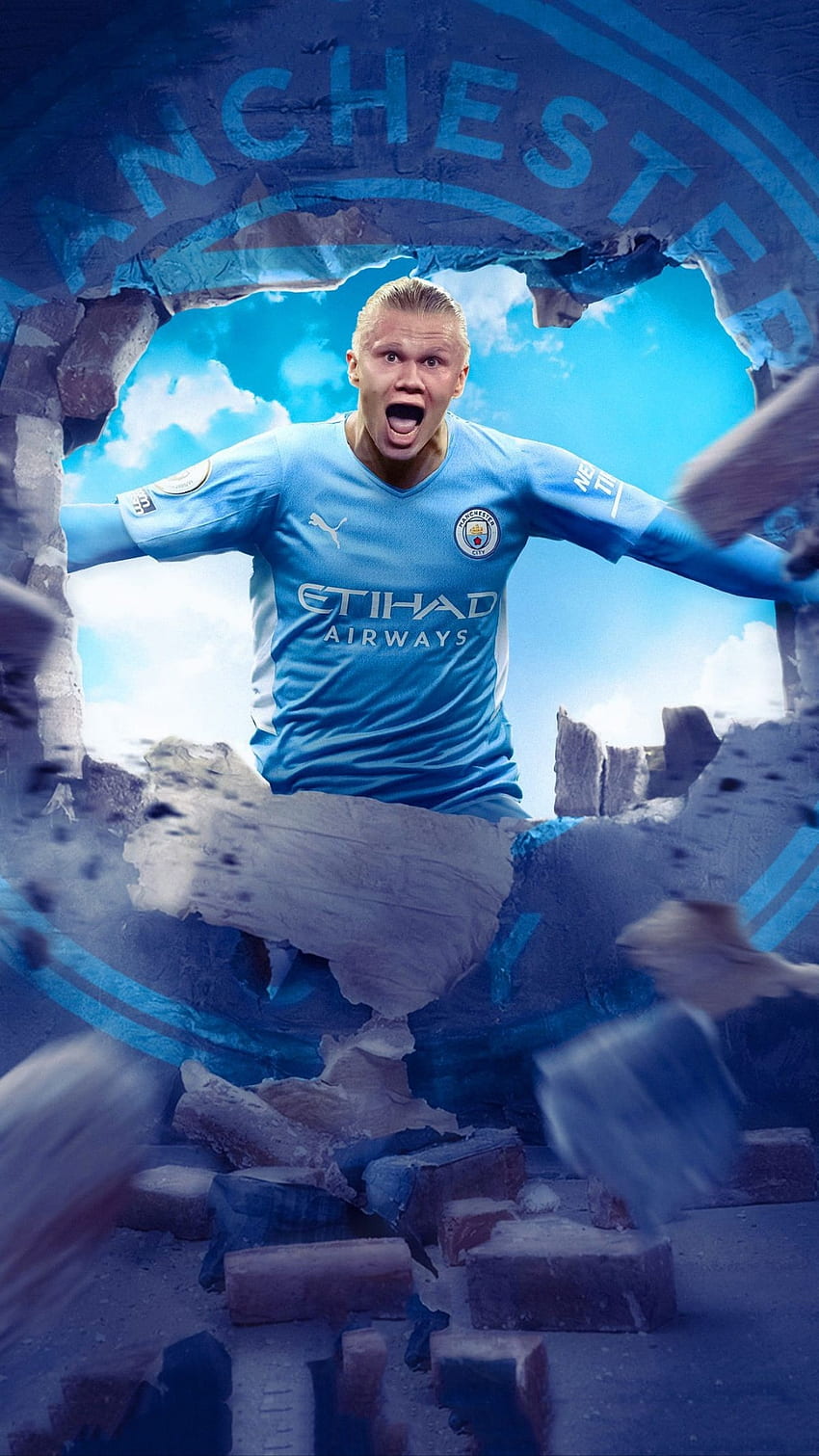 Haaland, soccer, champions, blue, man-city, football, player HD phone wallpaper