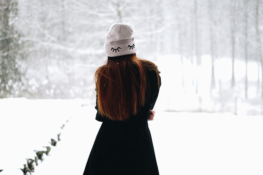 Winter, Snow, , , Girl, Cap, Hair HD wallpaper