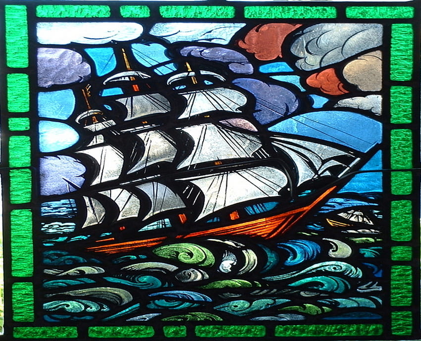 Stained Glass...., sea, a, of, sailing, glass HD wallpaper