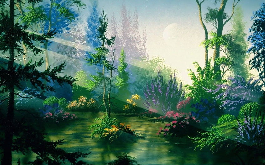 Anime fantasy forest 2K wallpaper download